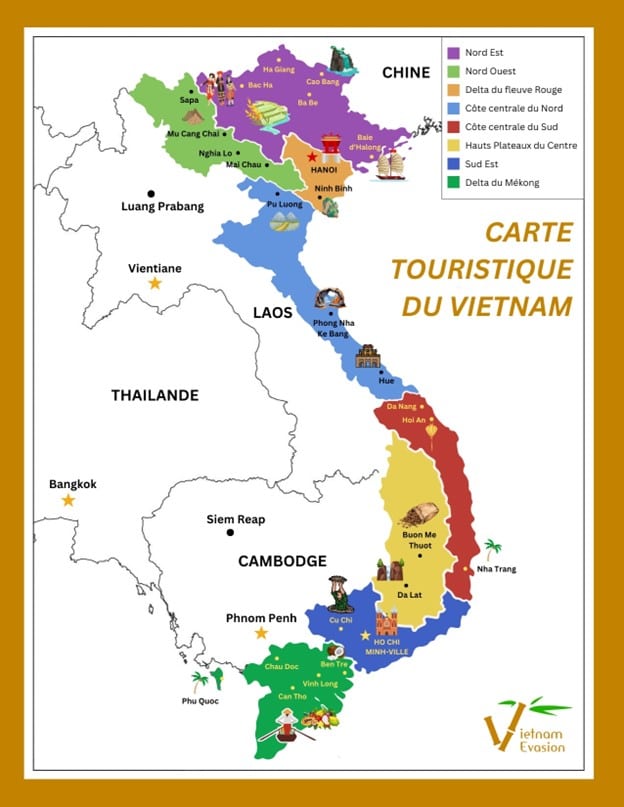 carte touristique du vietnam photo