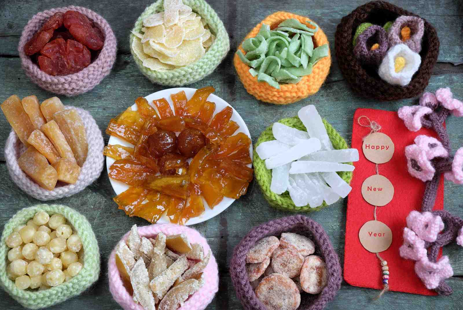 Assortiments de fruits confits du Nouvel An lunaire