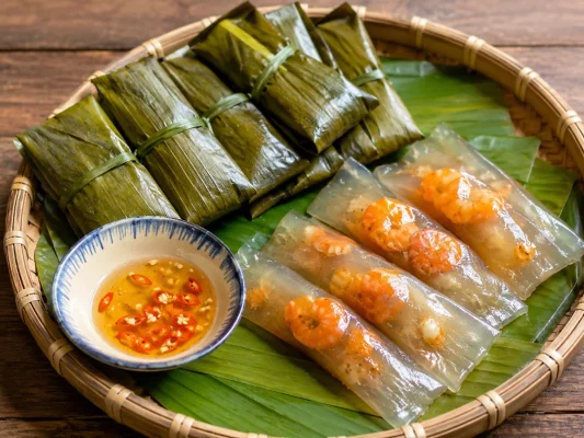 les raviolis transparents aux crevettes