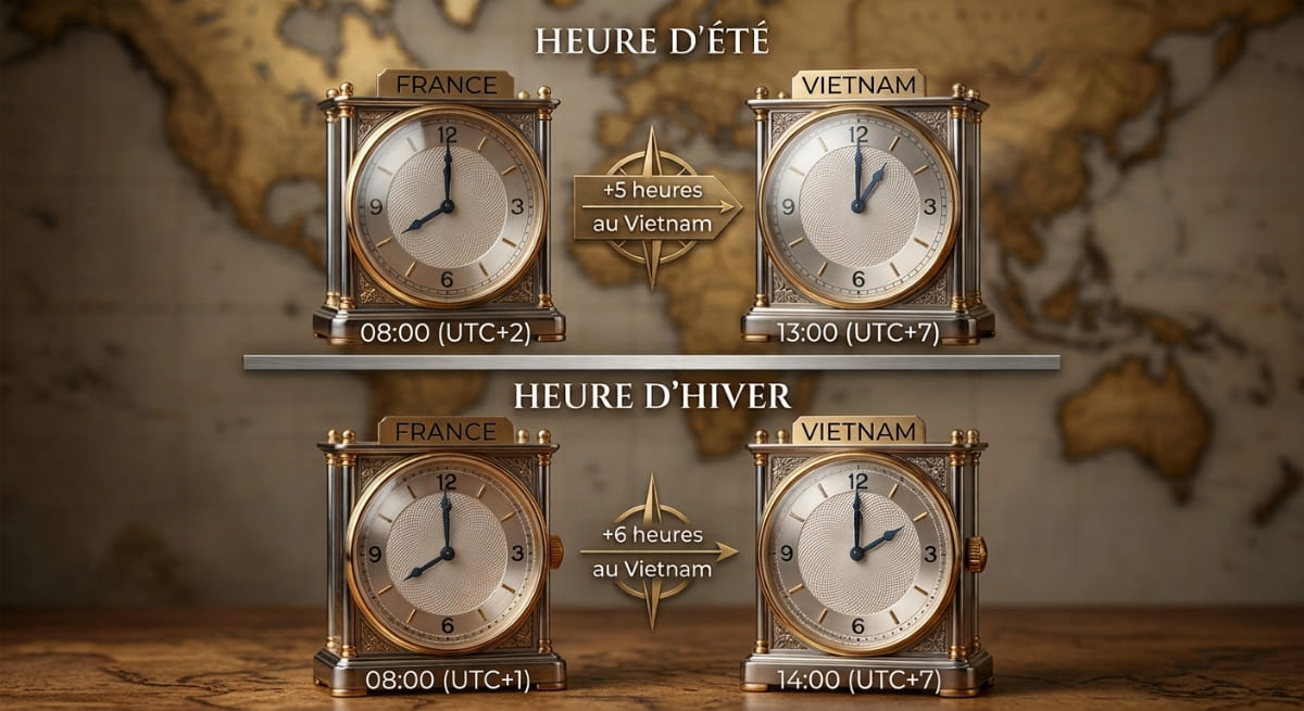 Le décalage horaire entre le Vietnam et la France