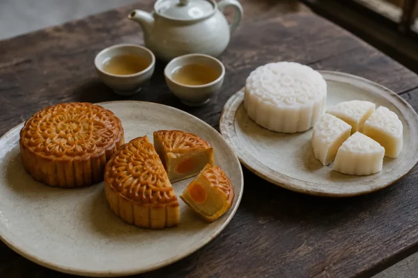 Le bánh nướng et le bánh dẻo, deux gâteaux emblématiques du Tết Trung Thu.